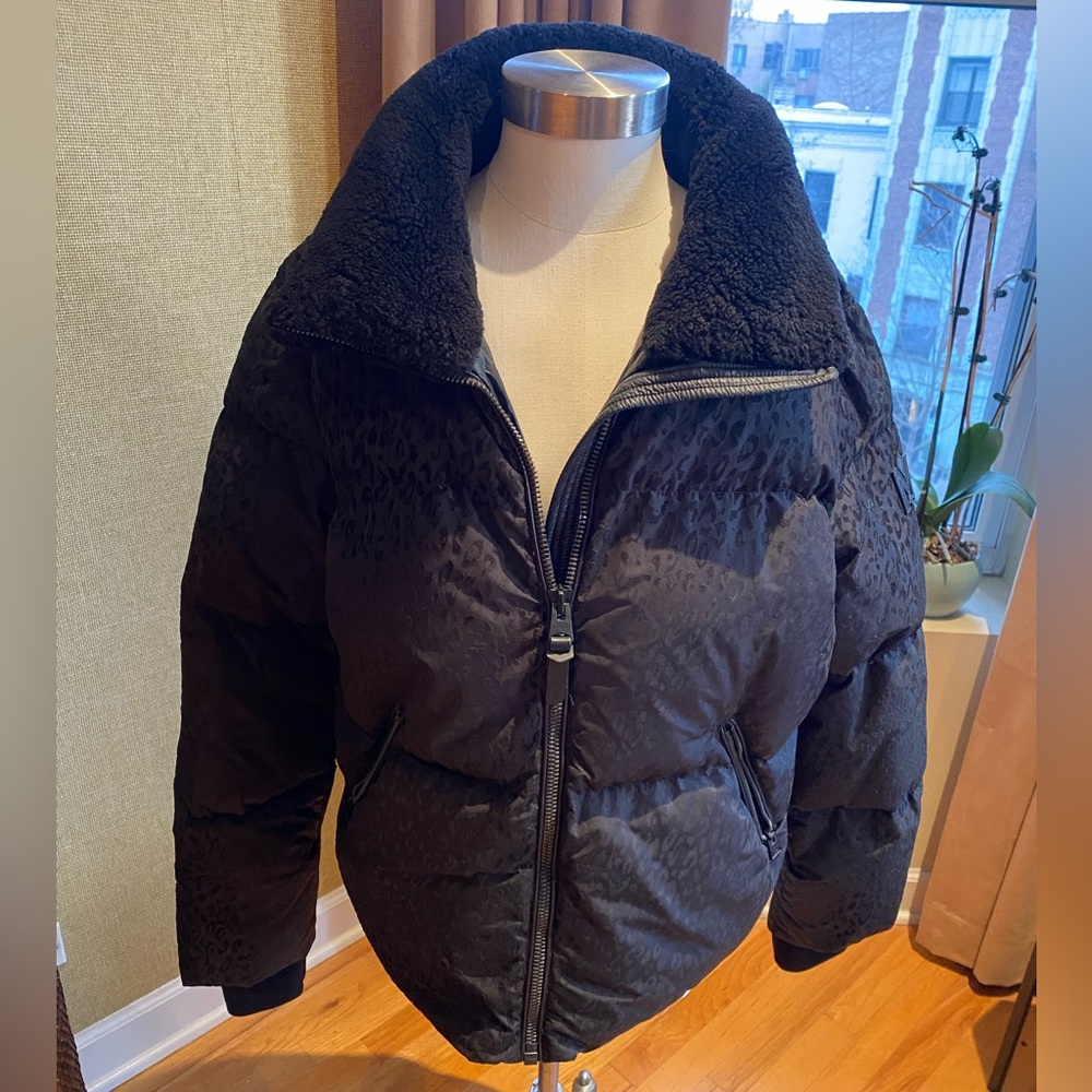 Mackage Black Puffer Jacket with Fur Collar